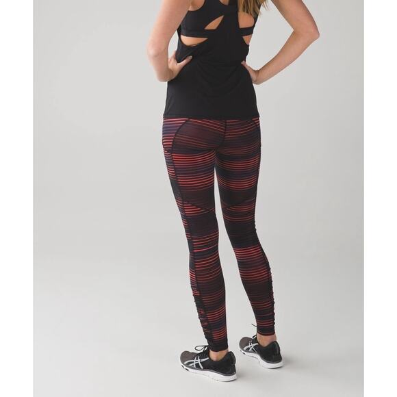 Lululemon Womens Sz 10 Speed Tight IV Leggings Twisted Dune Alarming Black Pants - Picture 1 of 14
